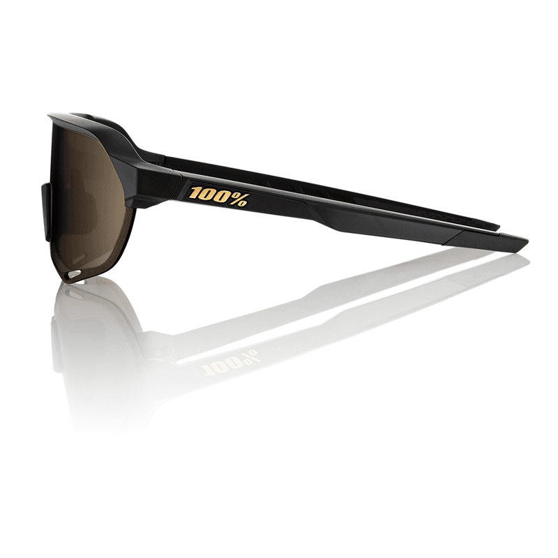 100% S2 Matte Black – Soft Gold Mirror Lens